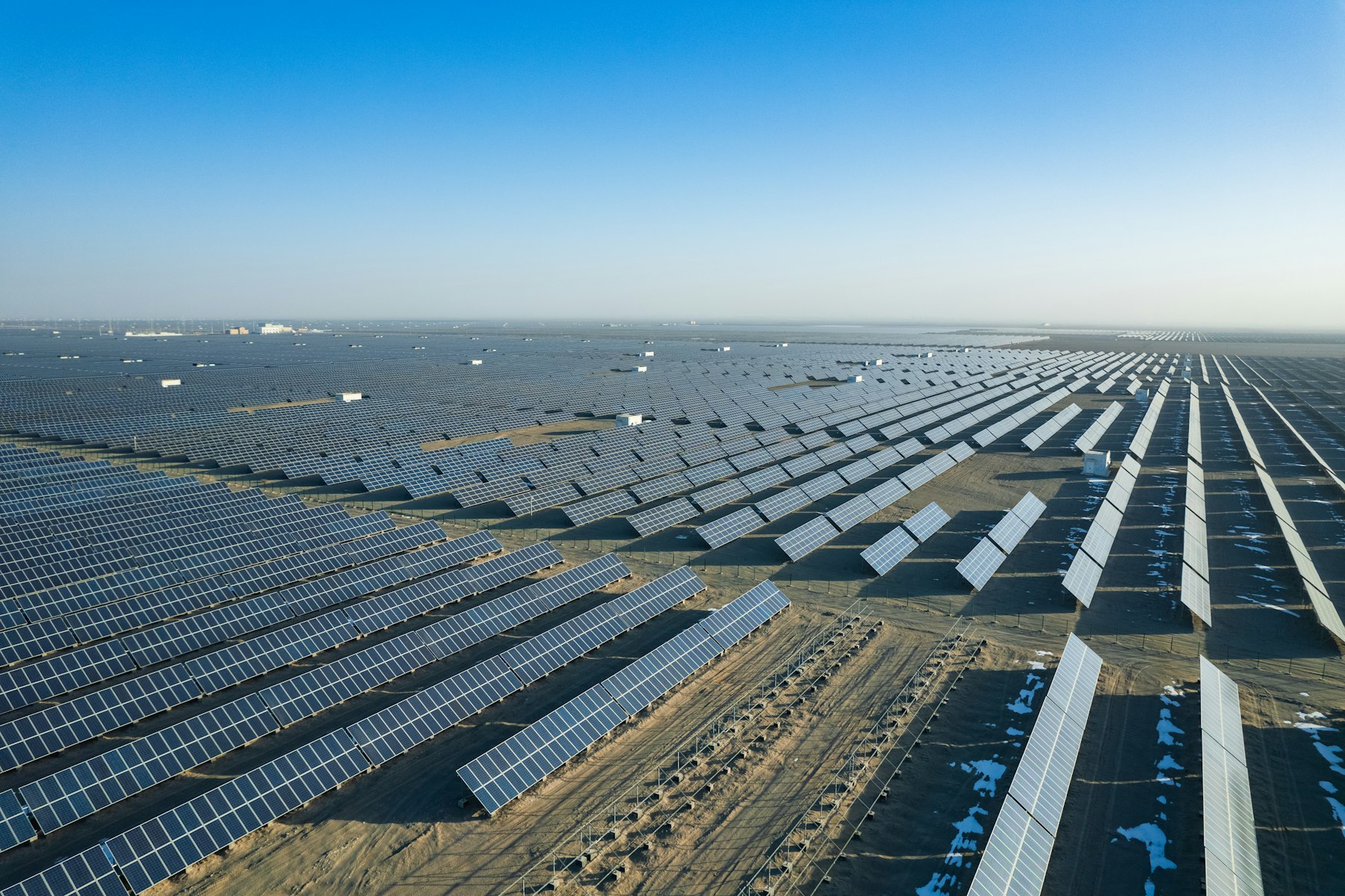 Aerial view of a solar farm